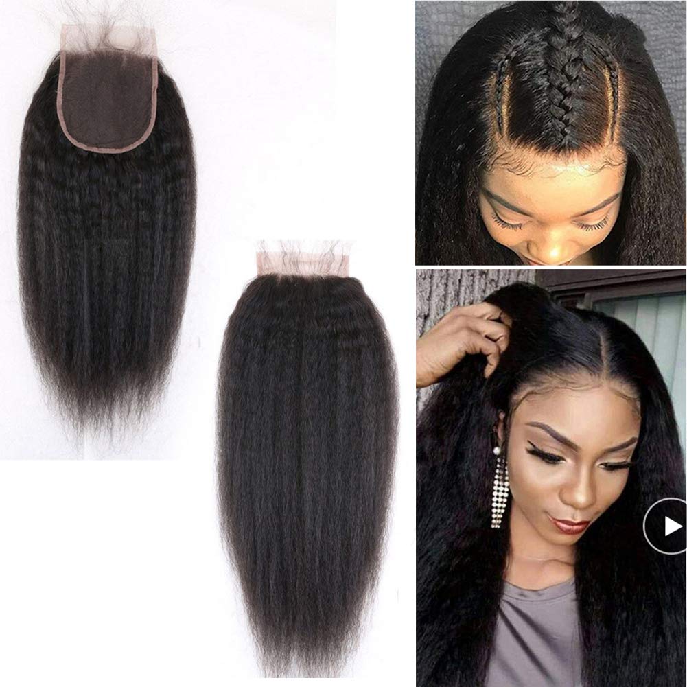 10A Closures Kinky Straight 5X5 Remy Human Hair Extensions Free Part