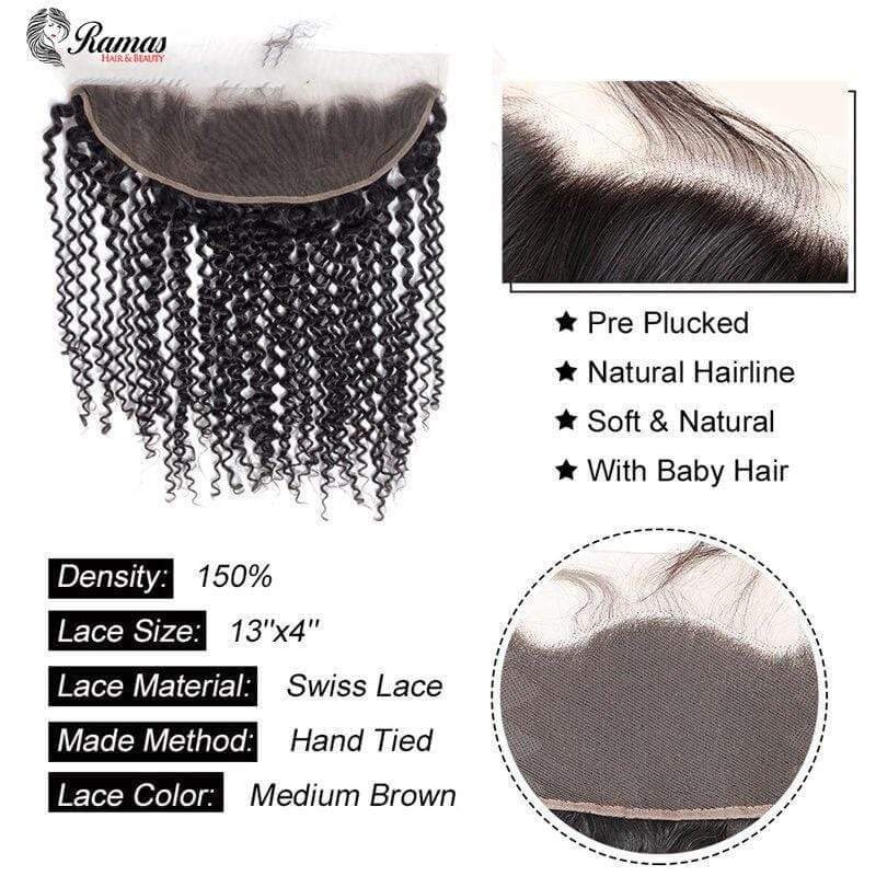 10A Frontal 13X4 Free Part Kinky Curl Remy Hair Extensions. - Ramas Hair And Beauty
