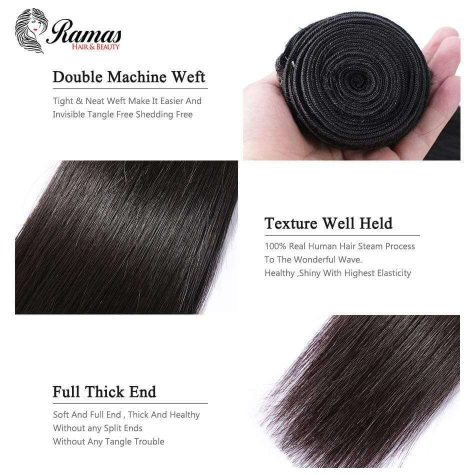12A Straight Virgin Human Hair Extensions. 1PC - Ramas Hair And Beauty