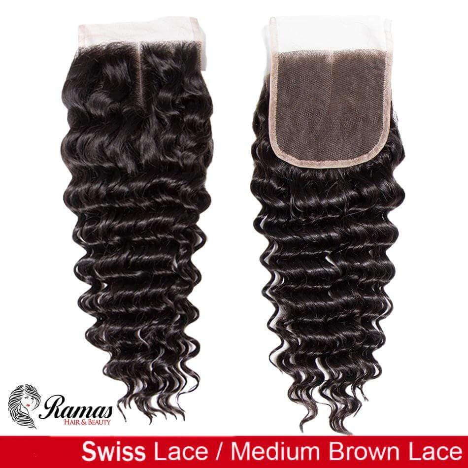 12A Closure 4X4 Free Part Deep Wave Virgin Hair Extensions. - Ramas Hair And Beauty