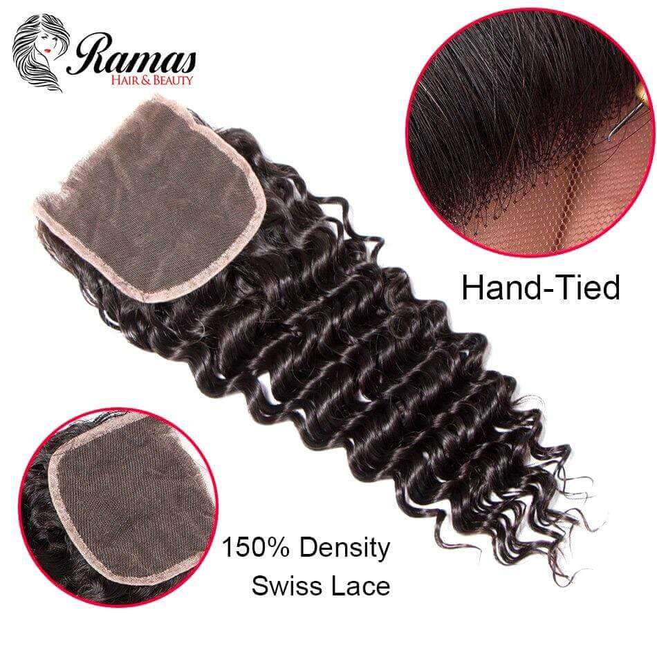 12A Closure 4X4 Free Part Deep Wave Virgin Hair Extensions. - Ramas Hair And Beauty