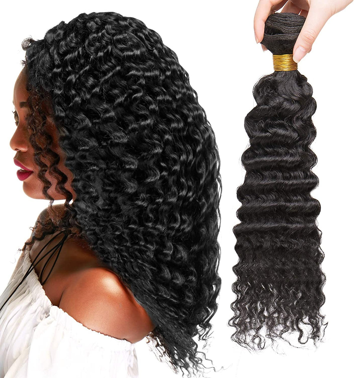 12A Deep Wave Virgin Human Hair Extensions. 1PC - Ramas Hair And Beauty