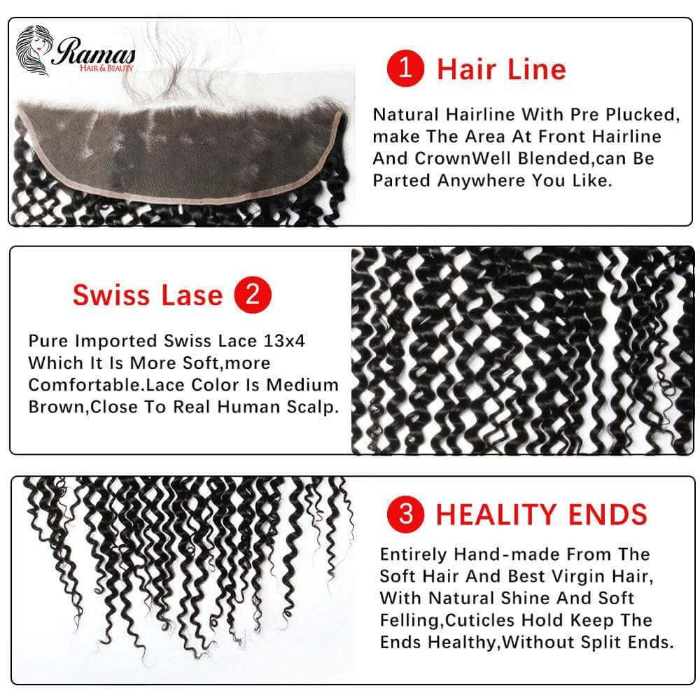 12A Frontal 13X4 Free Part Kinky Curl Virgin Hair Extensions. - Ramas Hair And Beauty