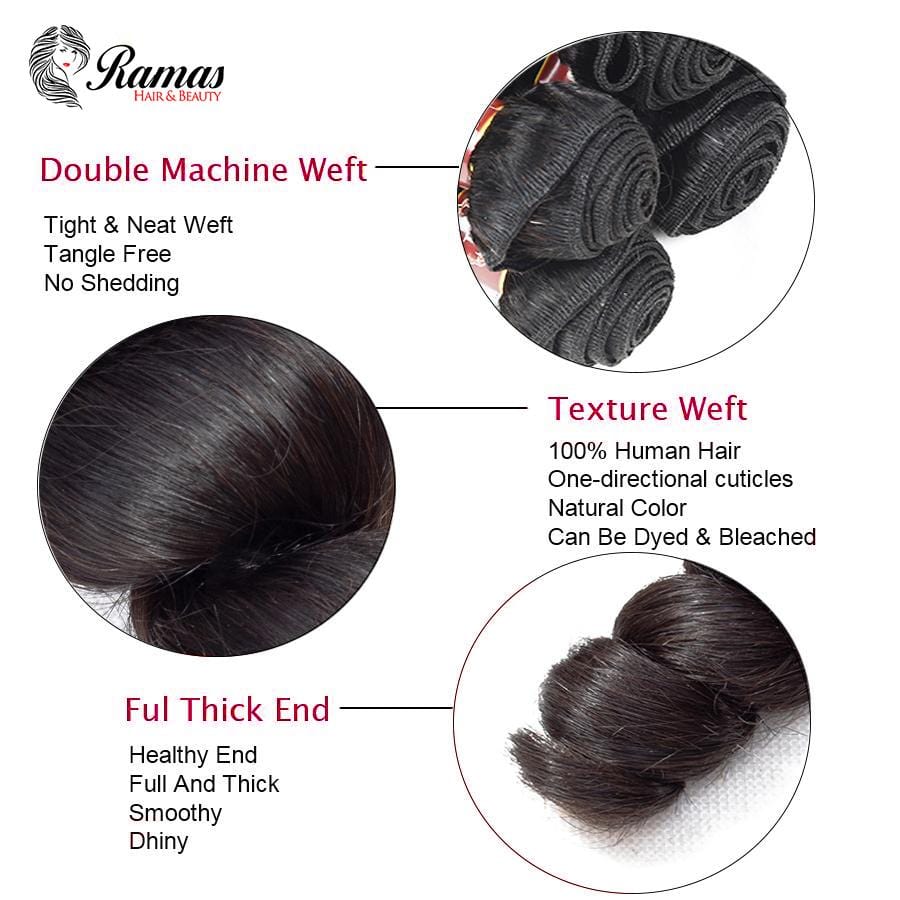 9A Loose Wave Non Remy Human Hair Extensions. 1PC - Ramas Hair And Beauty