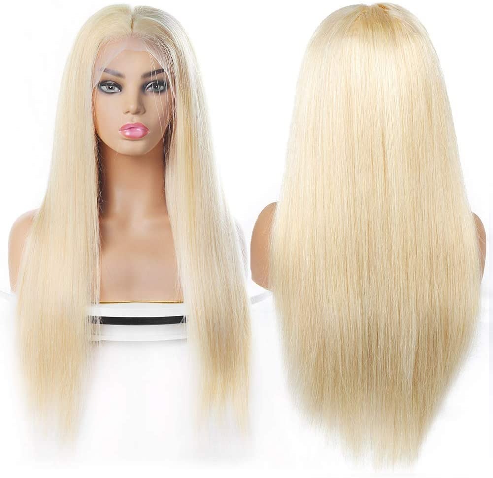 13X4 Wig Lace Fontal Straight Human Hair 150% Density Blonde #613 - Ramas Hair And Beauty
