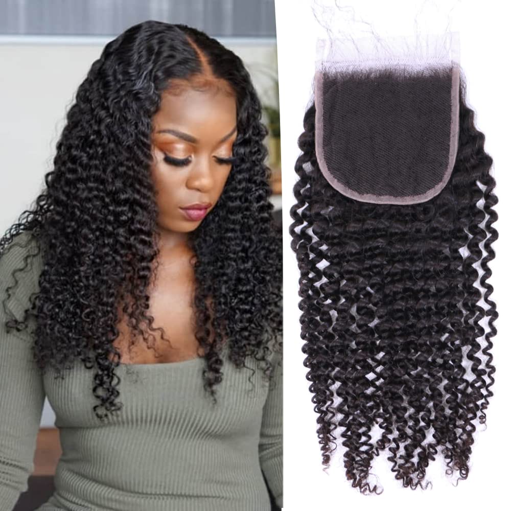 10A Closures Kinky Curl 5X5 Remy Human Hair Extensions Free Part