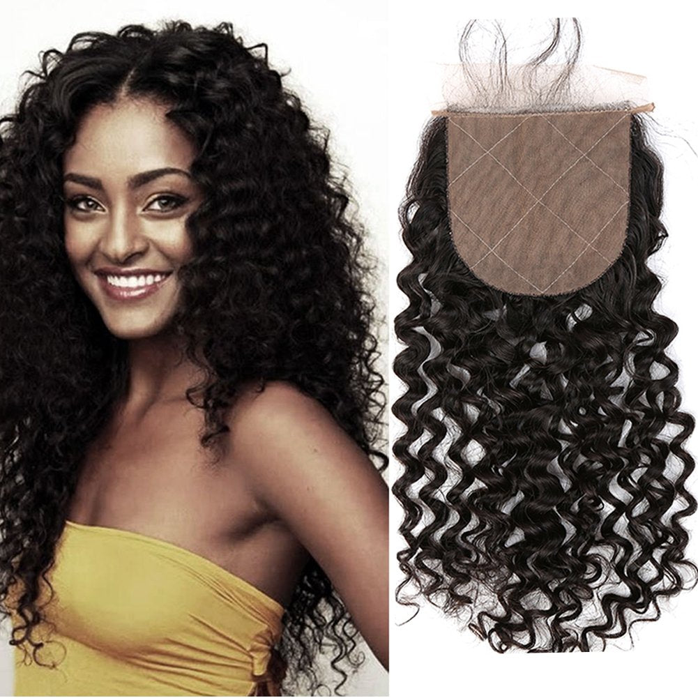 10A Closures Deep Wave 5X5 Remy Human Hair Extensions Free Part