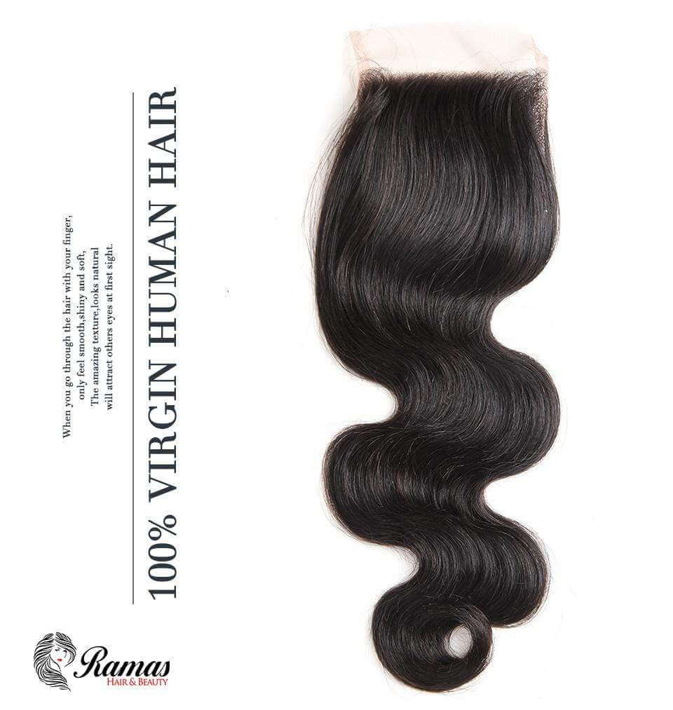 12A Closure 4X4 Free Part Body Wave Virgin Hair Extensions. - Ramas Hair And Beauty