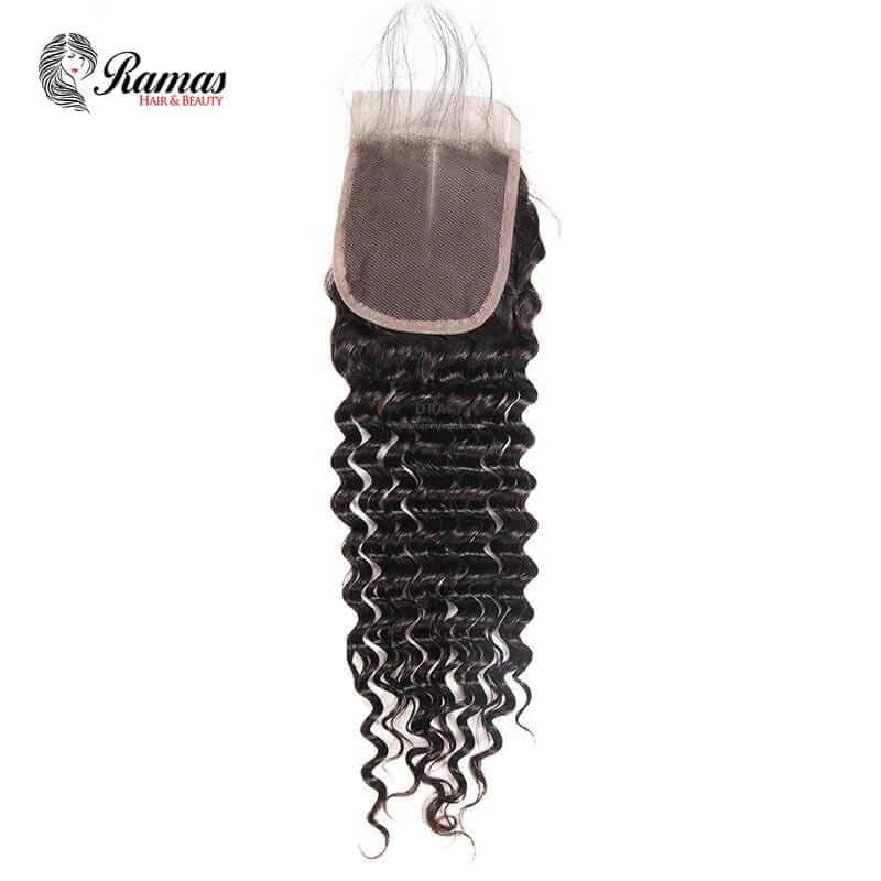 12A Closure 4X4 Free Part Deep Wave Virgin Hair Extensions. - Ramas Hair And Beauty