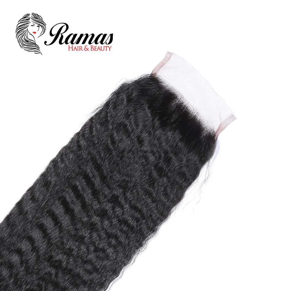12A Closure 4X4 Free Part Kinky Straight Virgin Hair Extensions. - Ramas Hair And Beauty