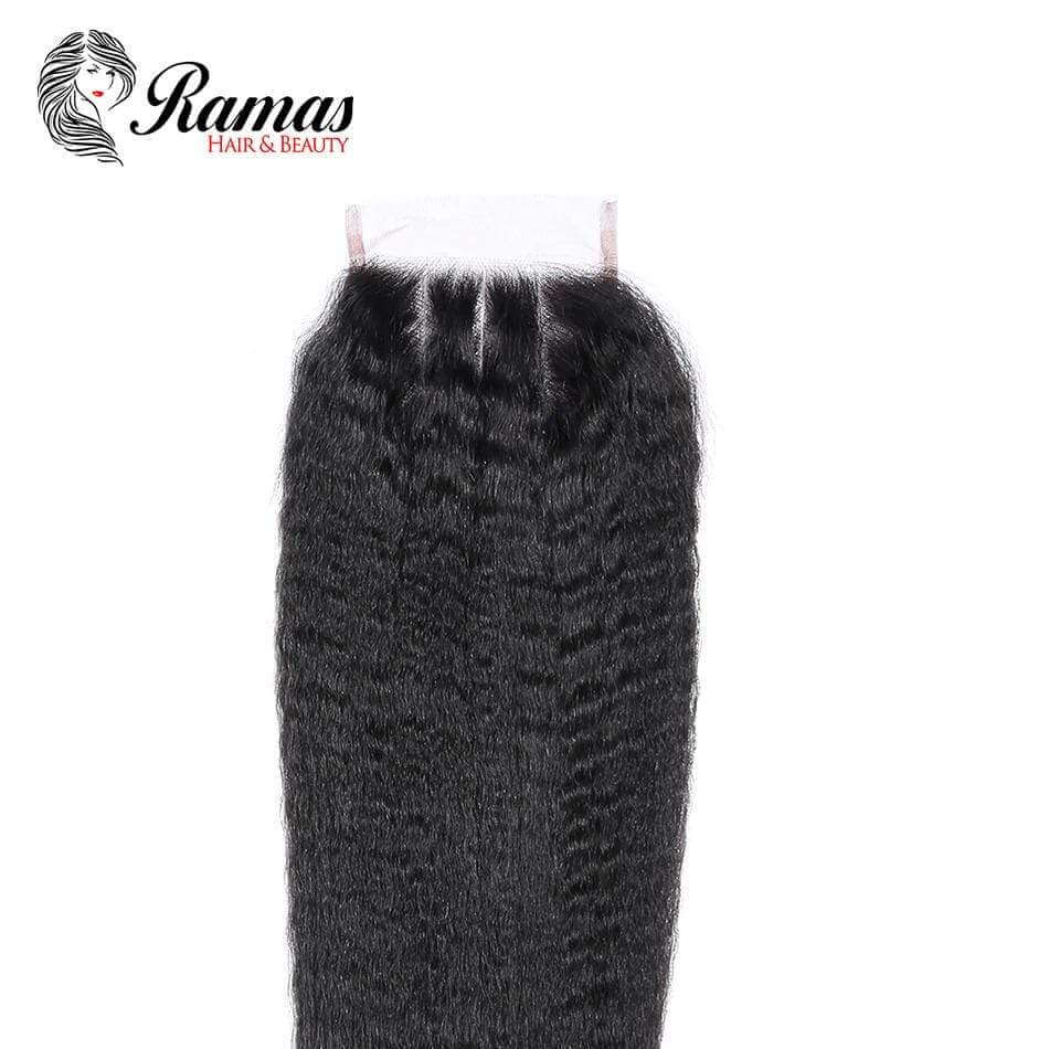 12A Closure 4X4 Free Part Kinky Straight Virgin Hair Extensions. - Ramas Hair And Beauty