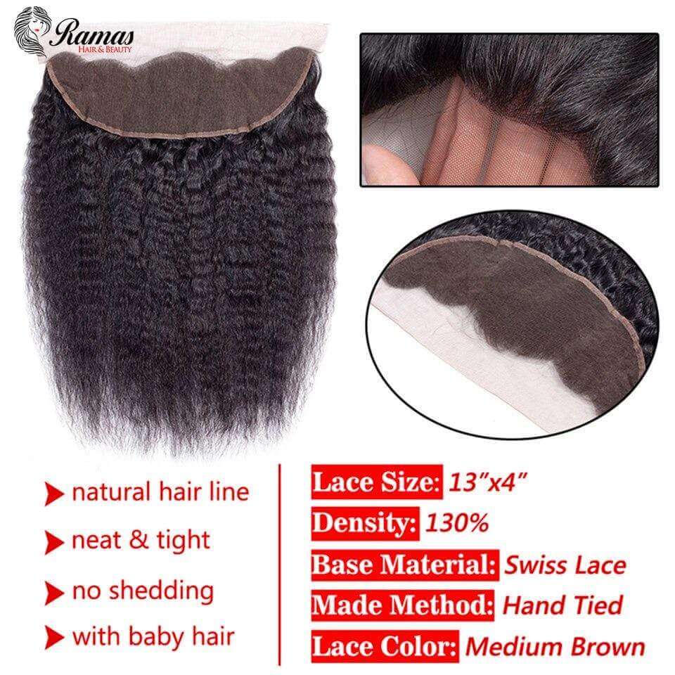 10A Frontal 13X4 Free Part Kinky Straight Remy Hair Extensions. - Ramas Hair And Beauty