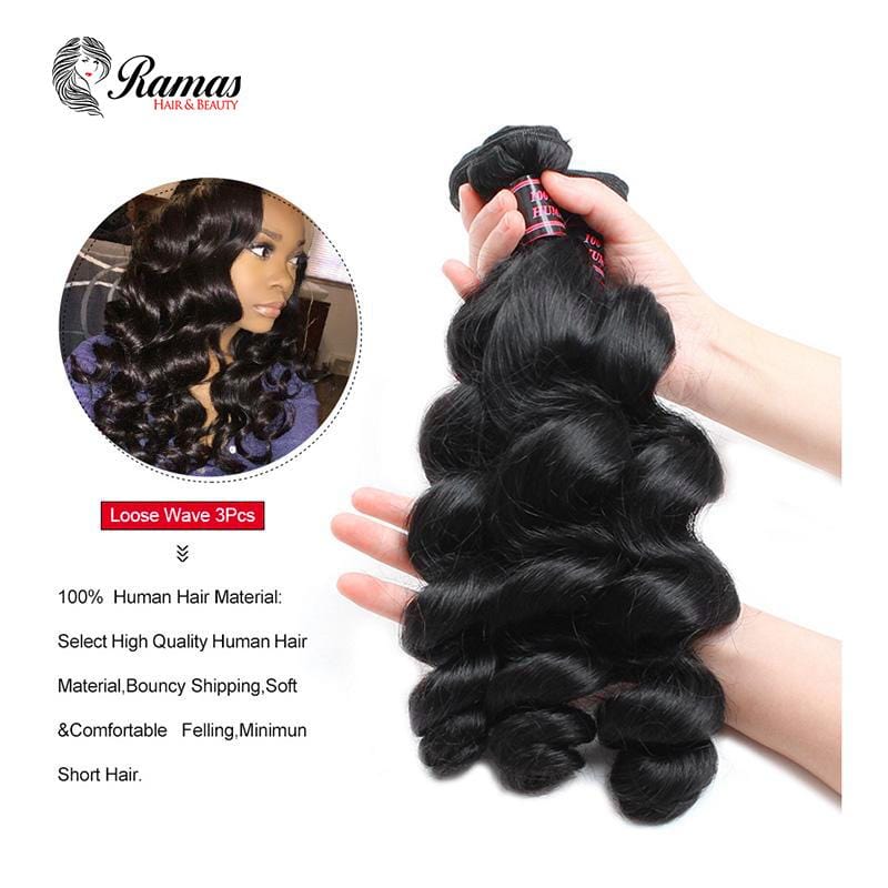 9A Loose Wave Non Remy Human Hair Extensions. 1PC - Ramas Hair And Beauty