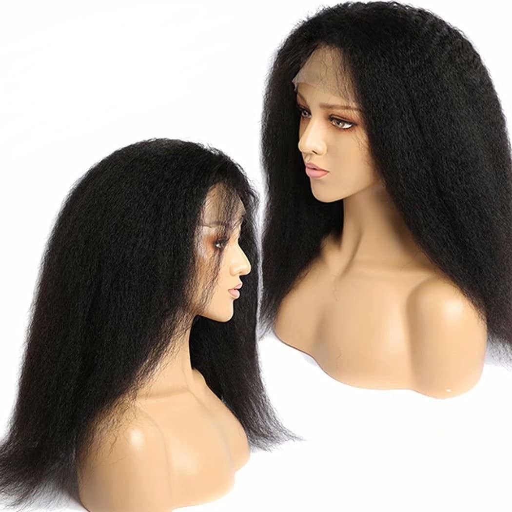 13X4 Wig Lace Fontal Kinky Straight Human Hair 150% Density Black T1B - Ramas Hair And Beauty