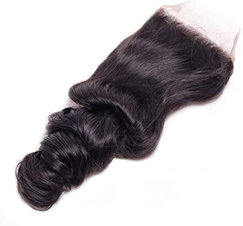 10A Closure 4X4 Free Part Loose Wave Remy Hair Extensions. - Ramas Hair And Beauty