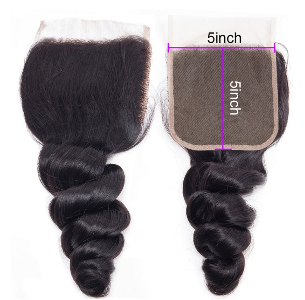 10A Closures Loose Wave 5X5 Remy Human Hair Extensions Free Part