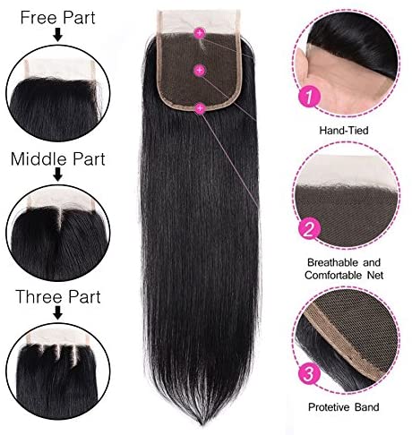 12A Closure 4X4 Free Part Straight Virgin Hair Extensions. - Ramas Hair And Beauty