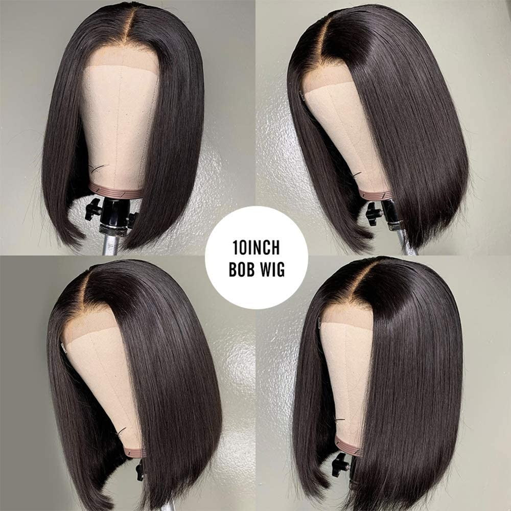 Wig T- Bob Straight Human Hair 150% Density Black #1B - Ramas Hair And Beauty