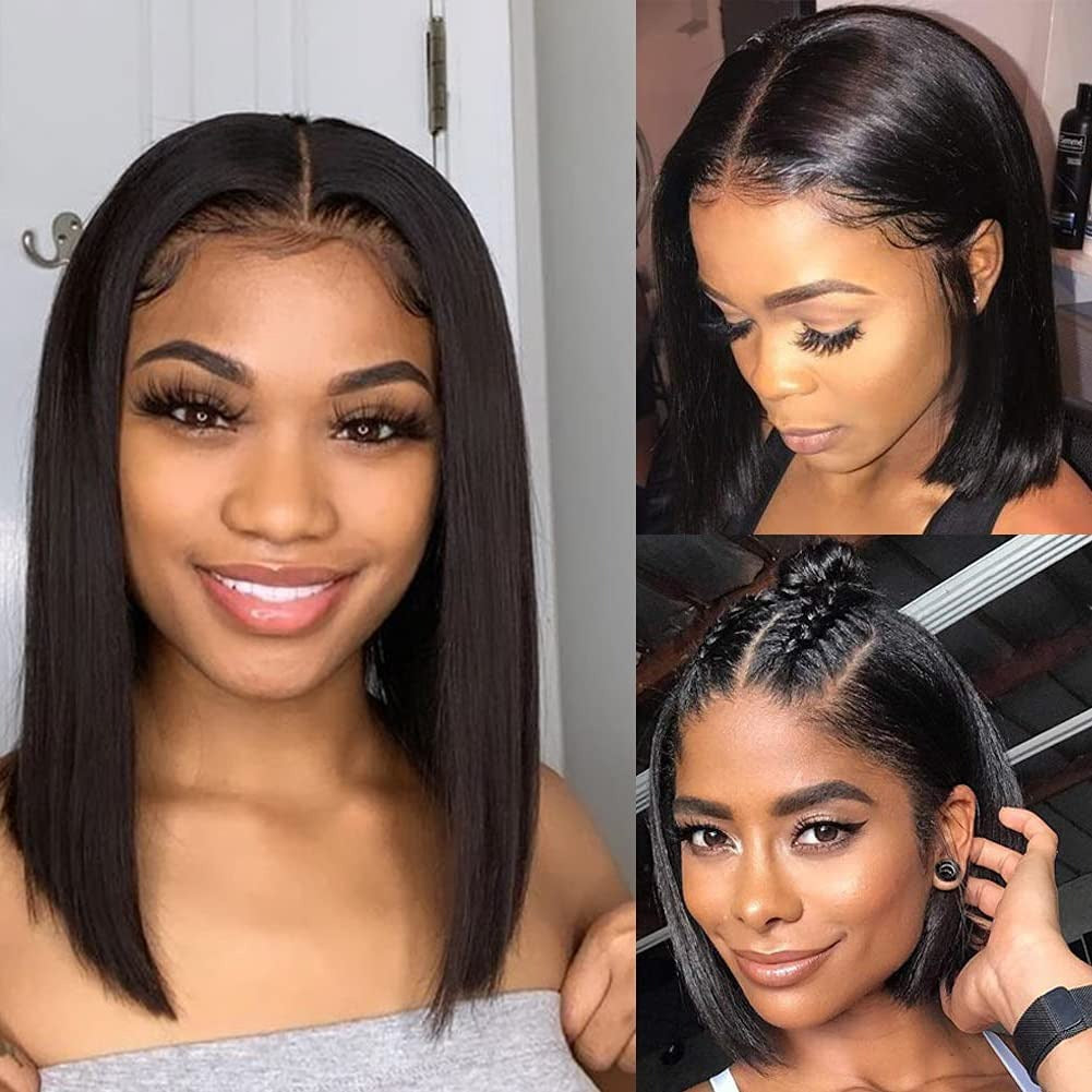 Wig T- Bob Straight Human Hair 150% Density Black #1B - Ramas Hair And Beauty