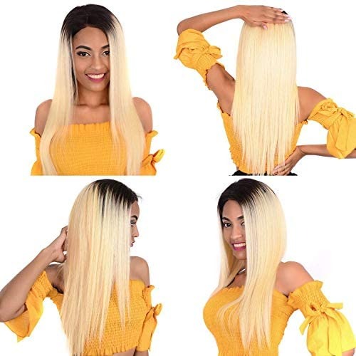 13X4 Wig Lace Fontal Straight Human Hair 150% Density T1B/613 - Ramas Hair And Beauty