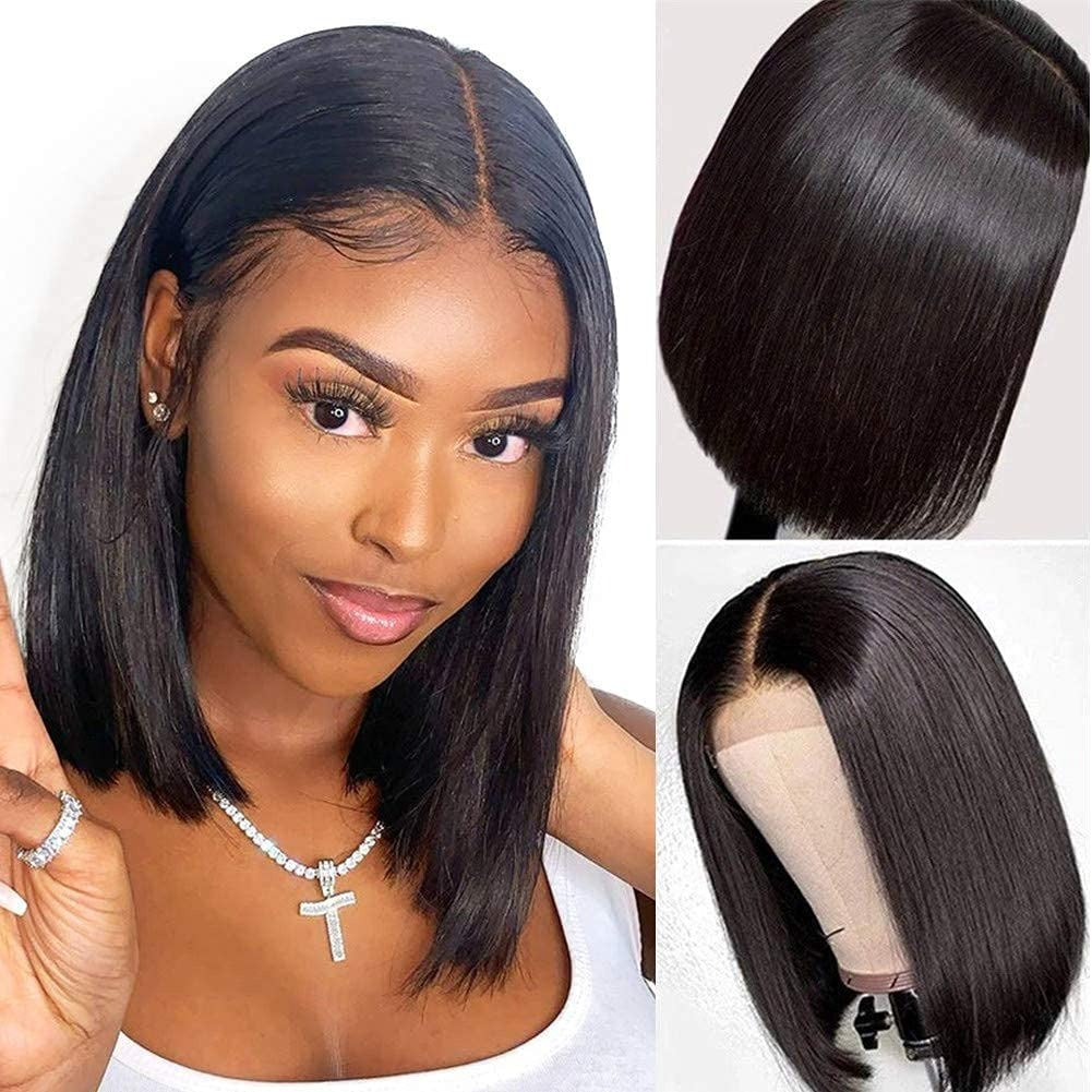 Wig T- Bob Straight Human Hair 150% Density Black #1B - Ramas Hair And Beauty