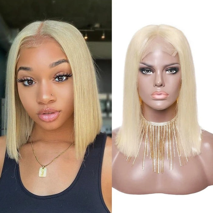 Wig T- Bob Straight Human Hair 150% Density Blonde #613 - Ramas Hair And Beauty