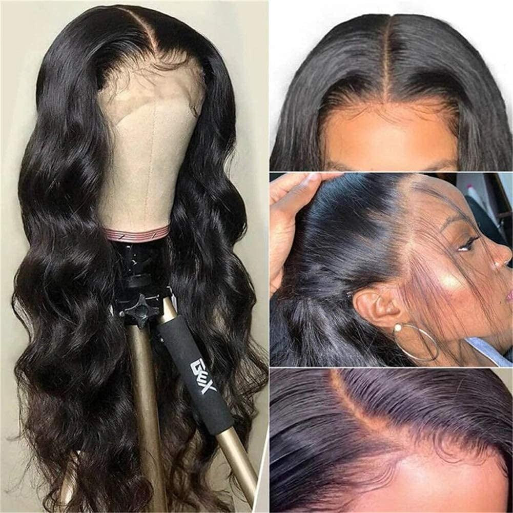 13X4 Wig Lace Fontal Body Wave Human Hair 150% Density Black T1B - Ramas Hair And Beauty