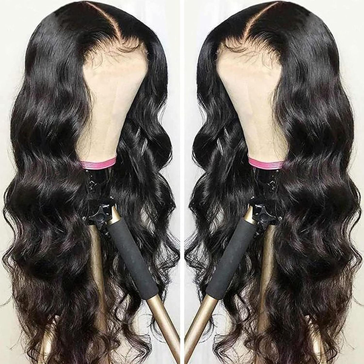 13X4 Wig Lace Fontal Body Wave Human Hair 150% Density Black T1B - Ramas Hair And Beauty