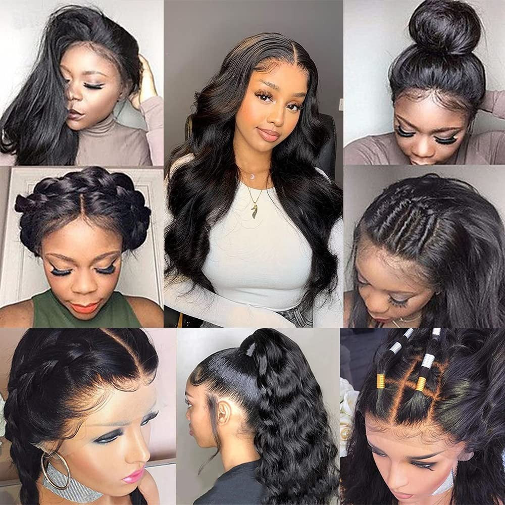 13X4 Wig Lace Fontal Body Wave Human Hair 150% Density Black T1B - Ramas Hair And Beauty