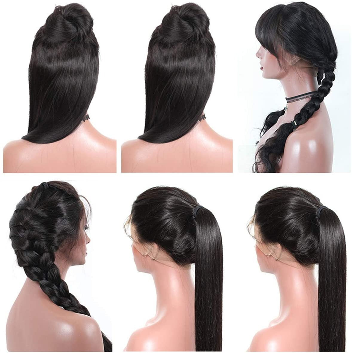 13X4 Wig Lace Fontal Straight Human Hair 150% Density Black T1B - Ramas Hair And Beauty